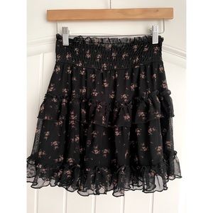 Altered State Black Floral Mini Skirt